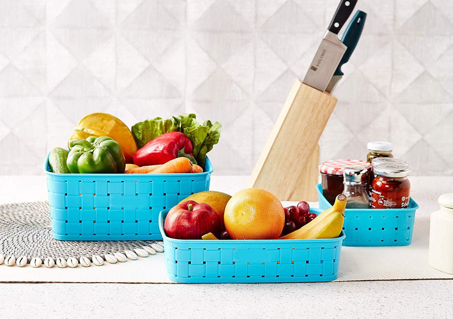Kitchen Storage - Smart Baskets for Storage (Set of 3, Sky Blue)