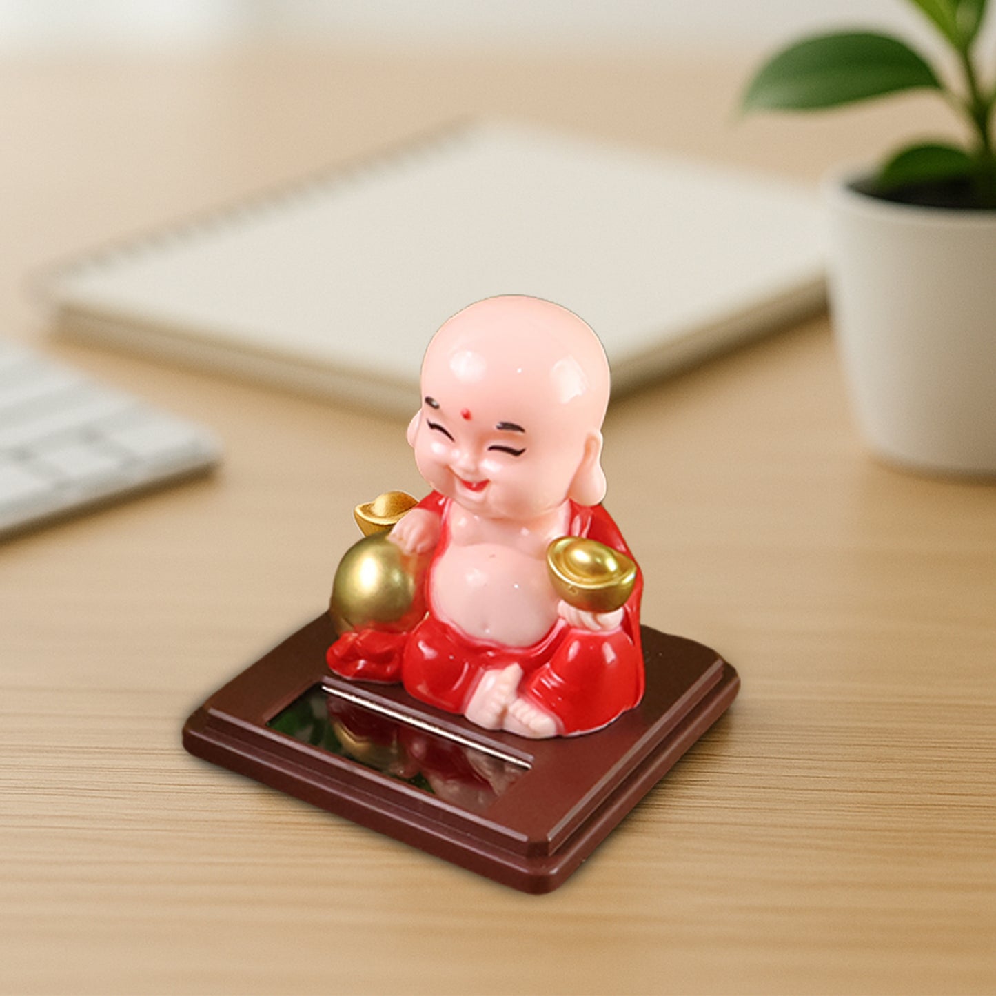Solar-Powered Moving Head Buddha Statue Peaceful & Decorative Car Ornament