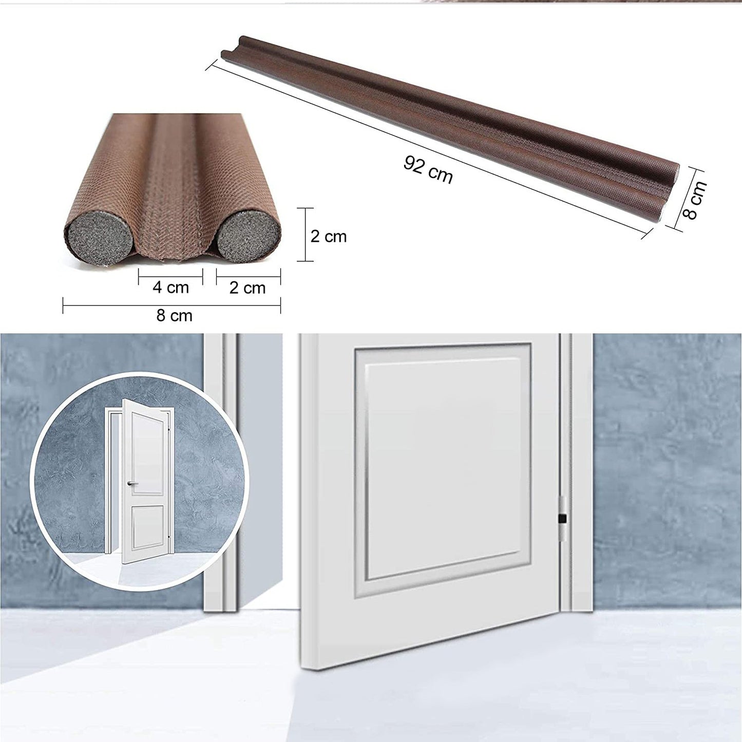 Twin Door Draft Stopper Guard – Double-Sided Insulated Door Seal for Doors & Windows | Noise, Dust, Air & Bug Blocker | Energy Saving Under Door Seal Strip (91 cm, Adjustable)