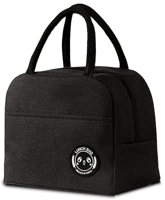 Insulated Lunch Bag, Black, 12 x 7 x 1 cm, Leak-Proof, Reusable