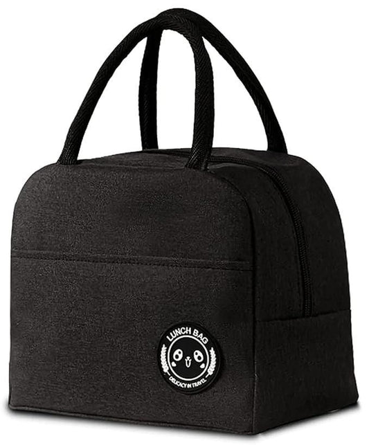 Insulated Lunch Bag, Black, 12 x 7 x 1 cm, Leak-Proof, Reusable
