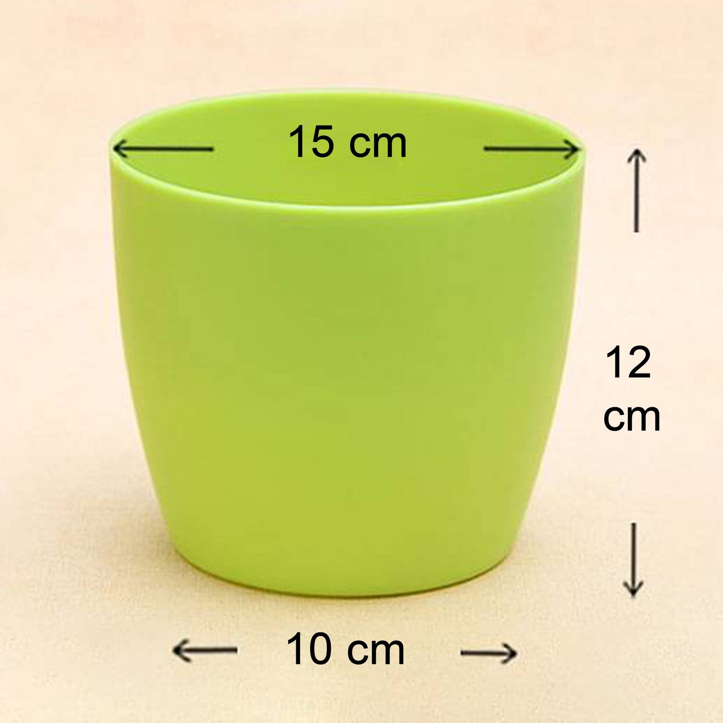 Round Plastic Flower Pot, 15 cm Top Diameter, 12 cm Height, Lime Green, Indoor/Outdoor
