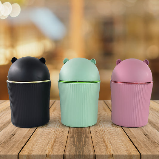 Mini Desktop Dustbin with Swing Lid 1200ml Capacity, 12x12x13 cm, (1 Piece, Assorted Color)