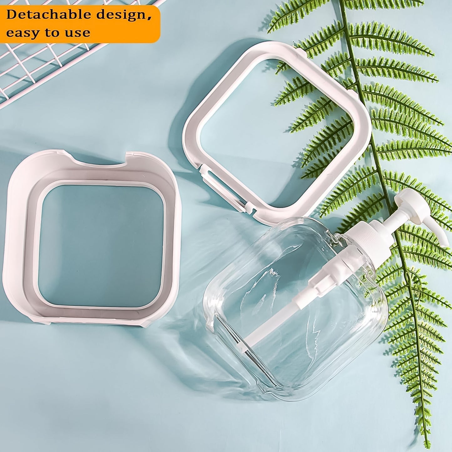 Modern Square Soap Dispenser, Refillable Pump Bottle for Kitchen and Bathroom, 14 cm x 6 cm x 13 cm, White