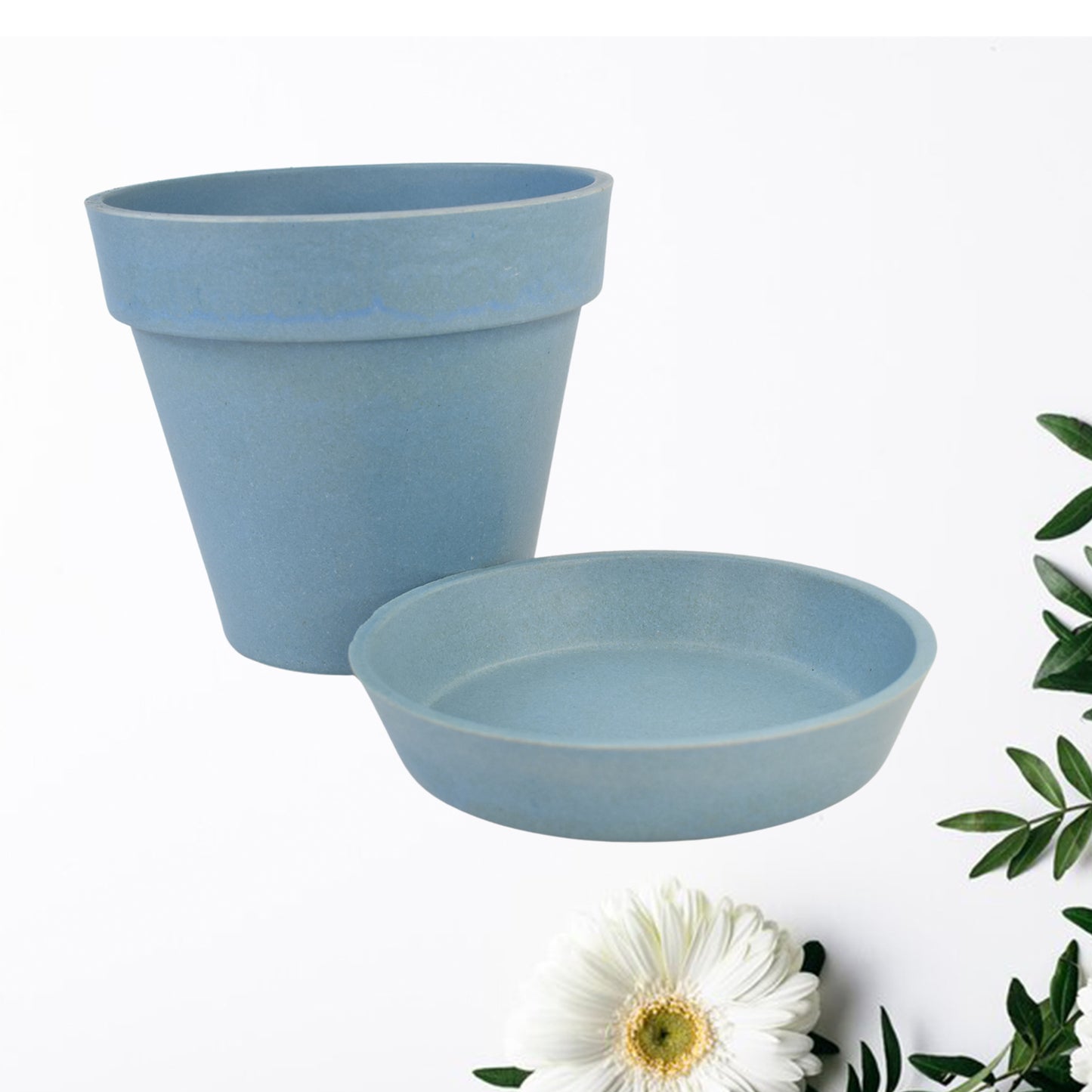 Heavy Plastic Flower Pot with Tray for Indoor & Outdoor Gardening | Decorative Planter for Home, Office, Balcony & Succulents (1 Pc, Plain Design)