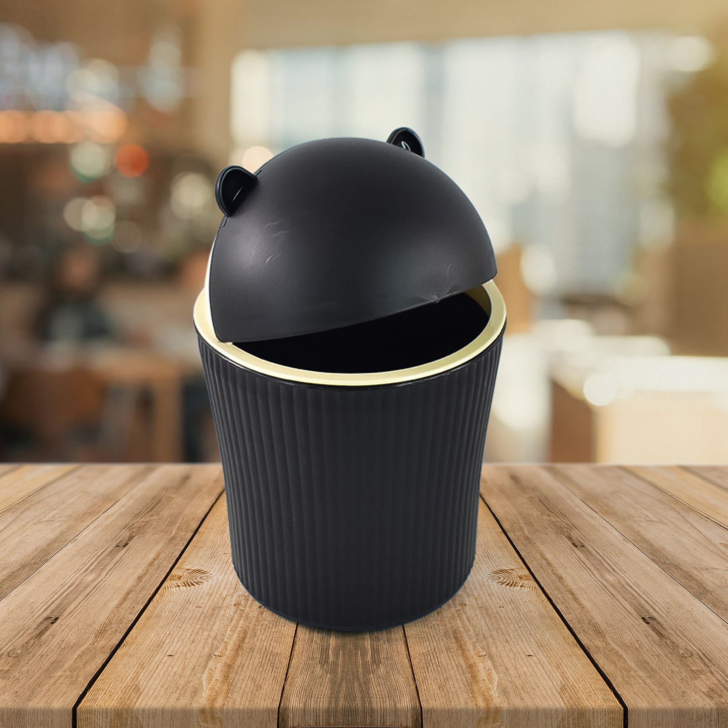 Mini Desktop Dustbin with Swing Lid 1200ml Capacity, 12x12x13 cm, (1 Piece, Assorted Color)