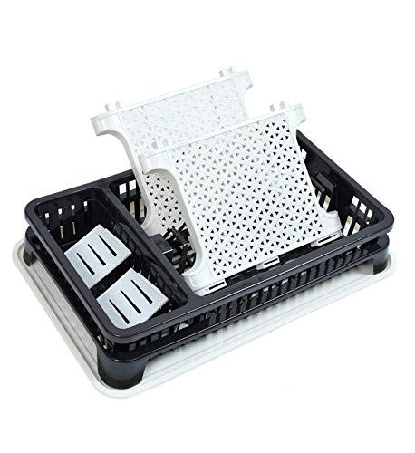 Kitchen Dish Rack with Water Tray, 34 x 12 x 52 cm, Food-Grade Plastic