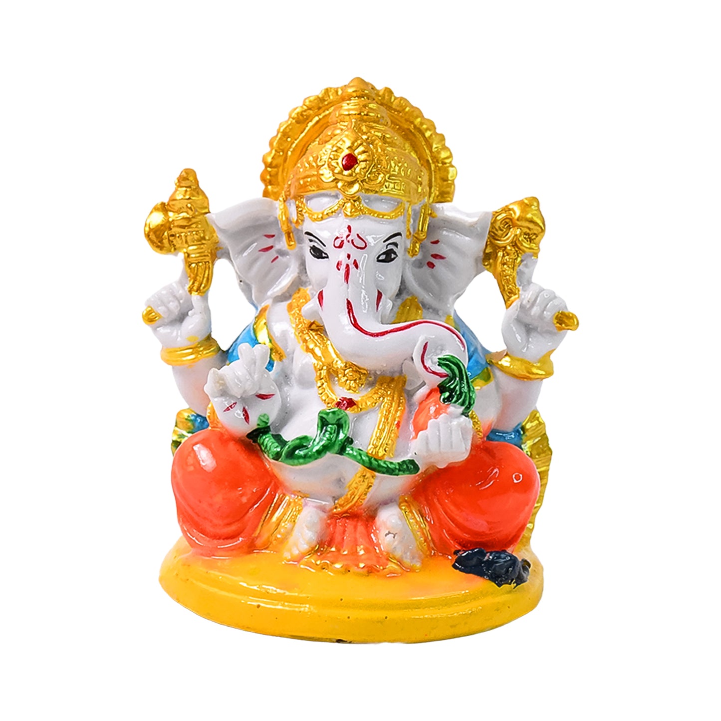 Ganesha Idol Statue Showpiece, Handcrafted Polyresin, 14 x 11 x 8 cm, Multicolour