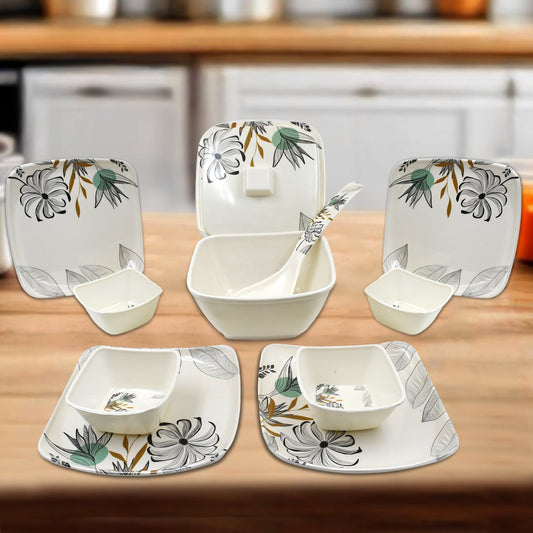 Divine Lunch Tableware Dinner Set – 11 Pcs | Elegant Plastic Dining Set for Home & Outdoor Use