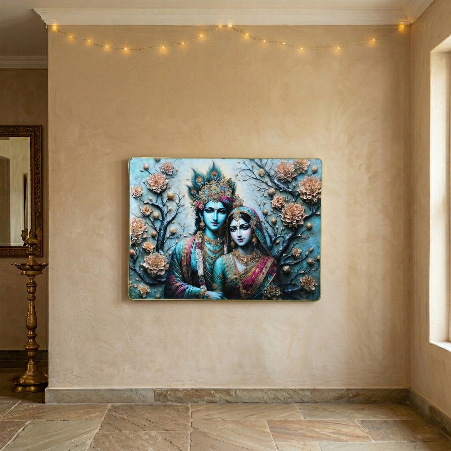 Premium Radha Krishna Decorative Wall Frame (1 Pc 60x45 Cm)
