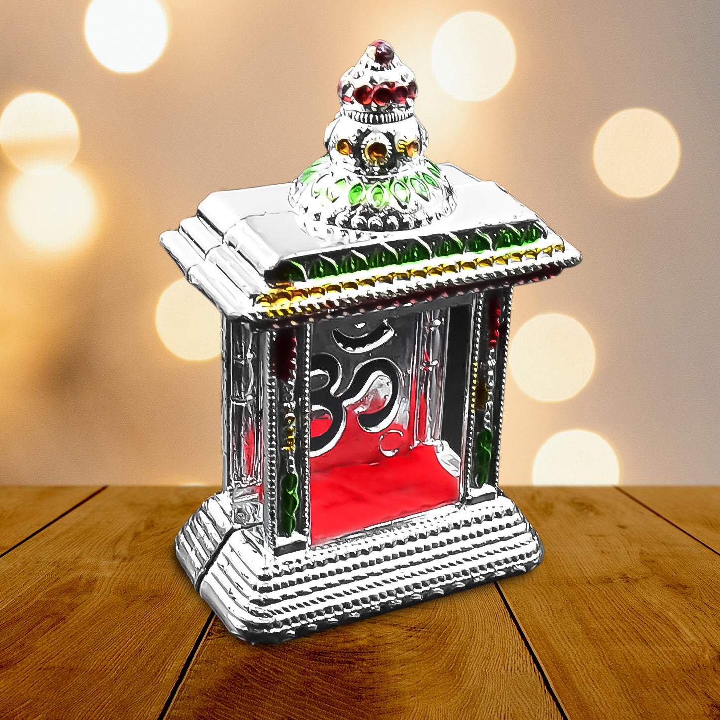 Om Temple Showpiece with Adhesive Base, 13 x 9 x 5 cm, Multicolour, for Car Dashboard and Home