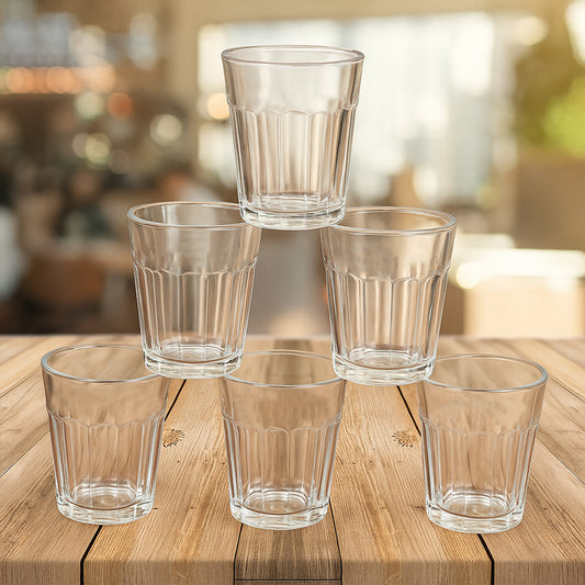 Traditional Cutting Chai Cup Set, 70ml, Unbreakable Plastic, Clear, Pack of 6