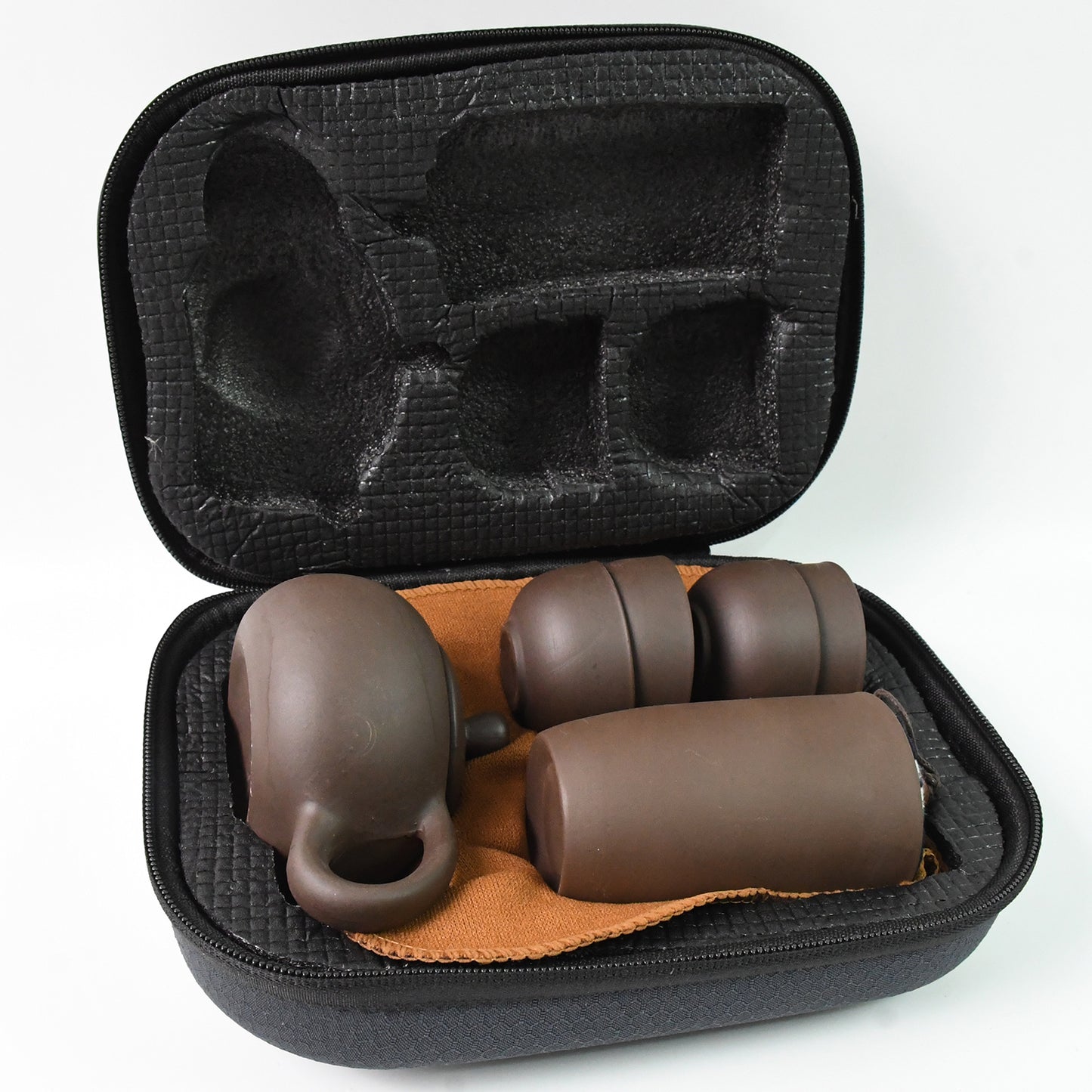 Portable Chinese Purple Clay Tea Set with 4 Cups, Teapot and Storage Case, Traditional Ceramic Travel Set, 22 x 16 x 6 cm
