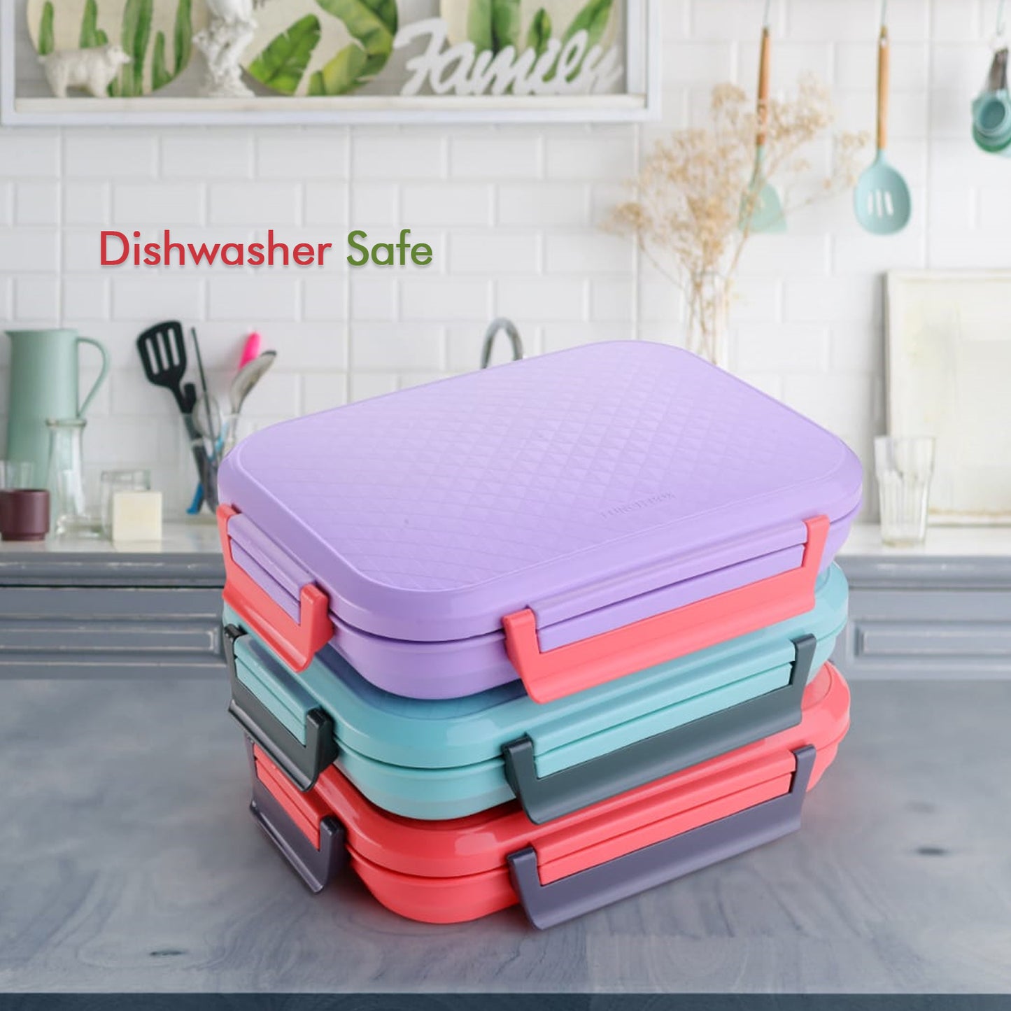 Leak-Proof Plastic Lunch Box with Steel Plate – Compact & Durable for Kids & Adults