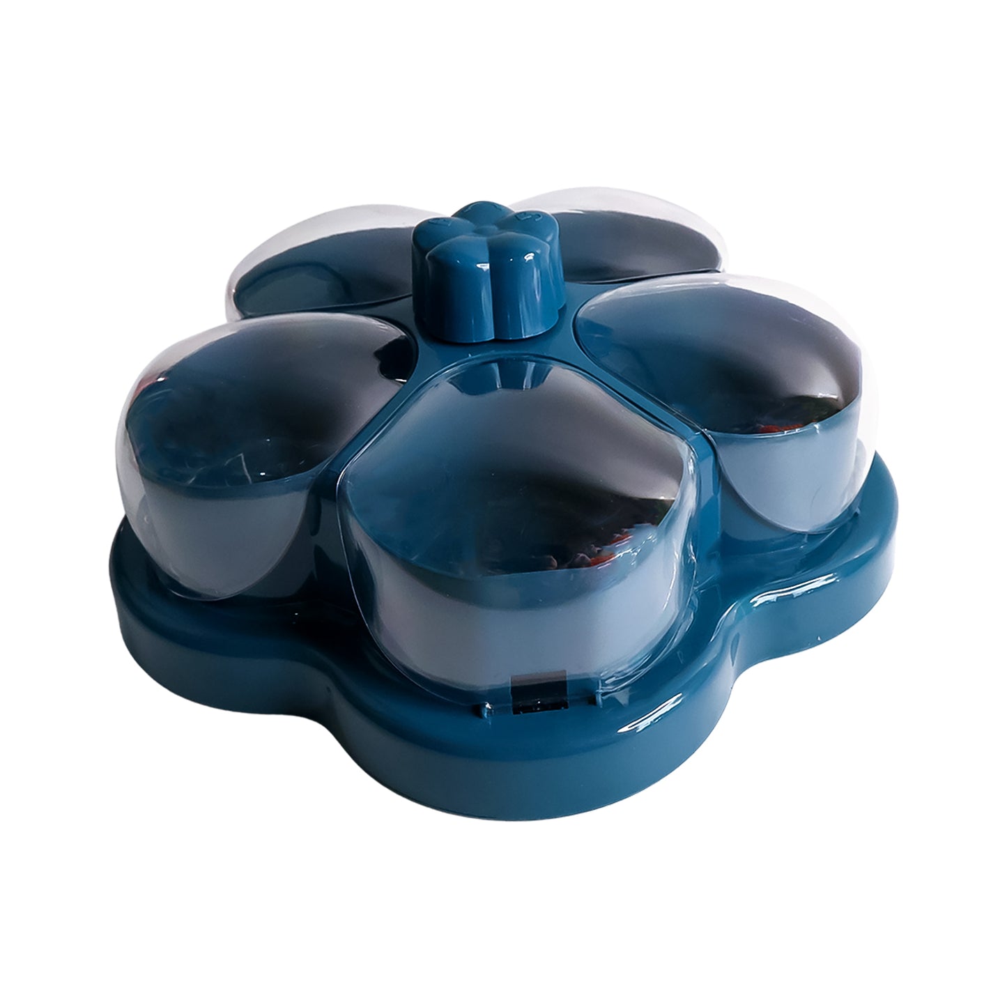Lotus Shape Rotating Dry Fruit & Snack Organizer Box, 5 Compartments, 25 cm