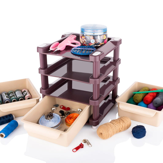 3-Layer Plastic Drawer Organizer, Mini Storage Box for Makeup, Jewellery, Cosmetics, Portable