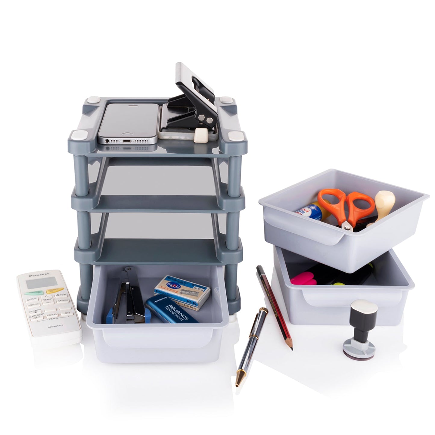 3-Layer Plastic Drawer Organizer, Mini Storage Box for Makeup, Jewellery, Cosmetics, Portable
