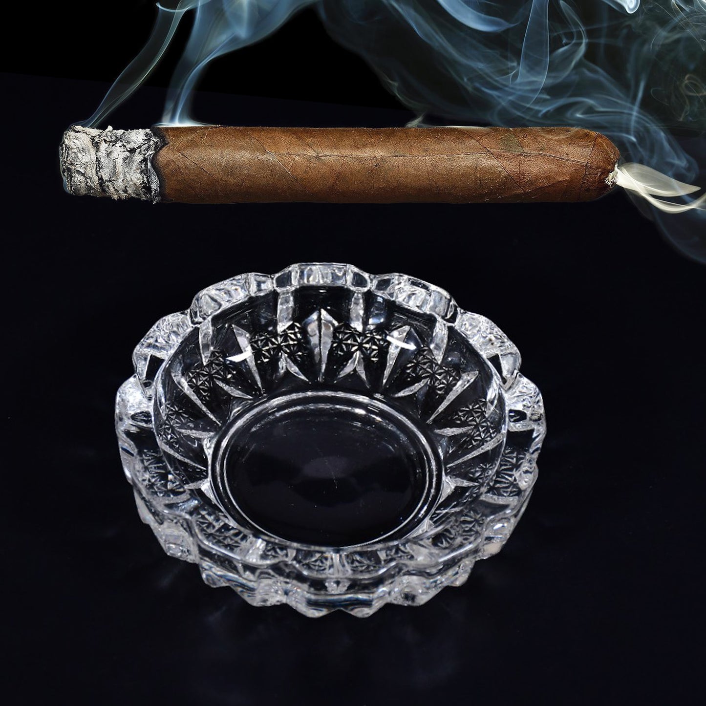 Crystal Glass Round Ashtray, 12 cm, Clear