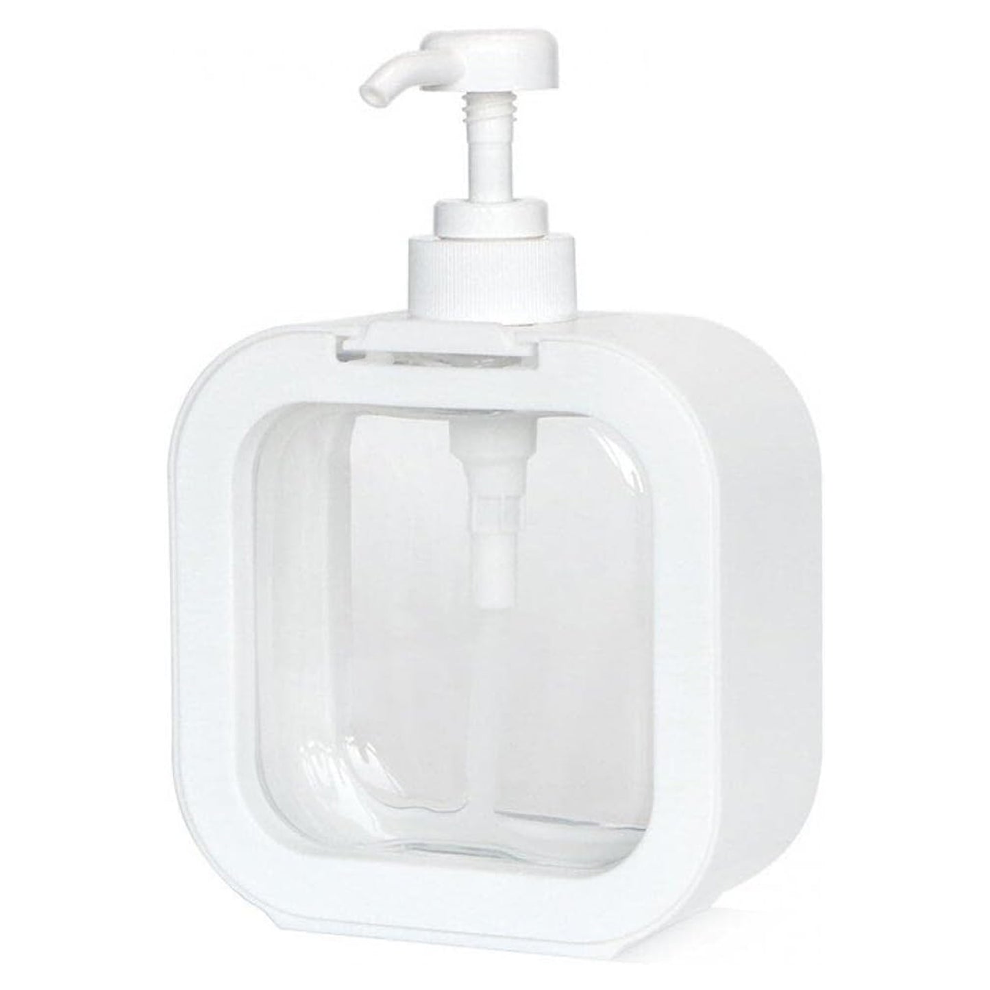 Modern Square Soap Dispenser, Refillable Pump Bottle for Kitchen and Bathroom, 14 cm x 6 cm x 13 cm, White