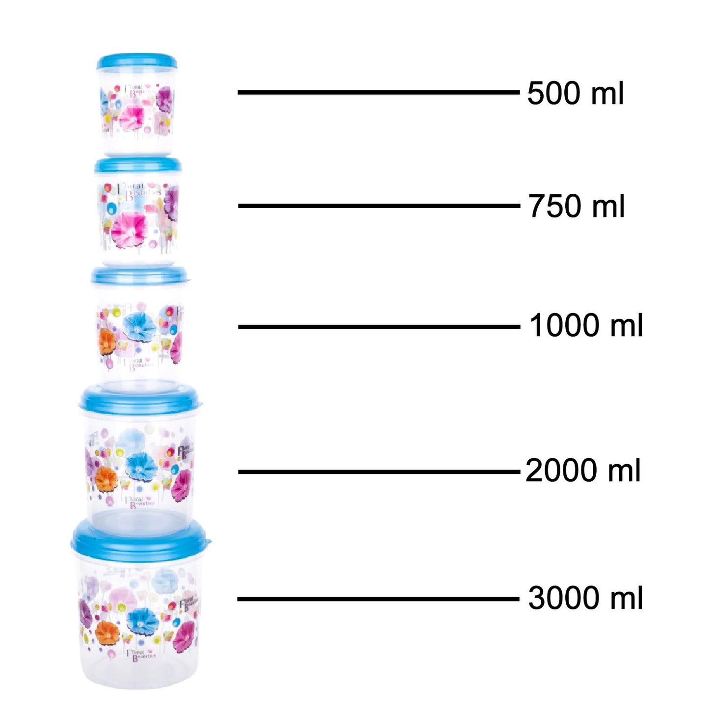 Plastic Transparent Airtight Container Set - 5 Pcs