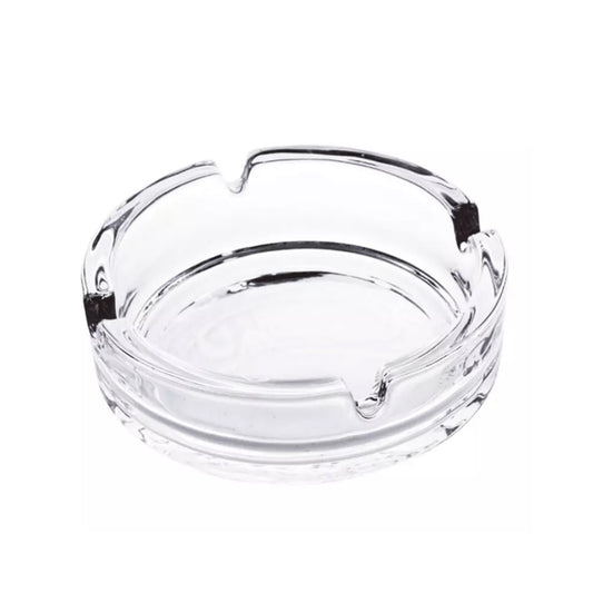 Glass Crystal Ashtray | Round | Heavy Duty | 12 cm | Tabletop Cigar & Cigarette Holder | Indoor & Outdoor Use