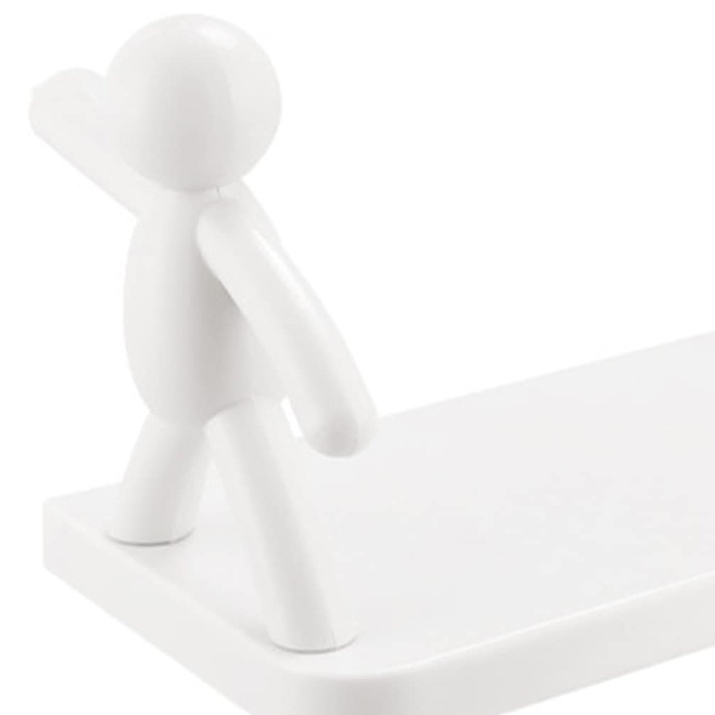 Decorative Wall Mounted Floating Shelf with Figurine Holders, 33 x 13.5 cm, White
