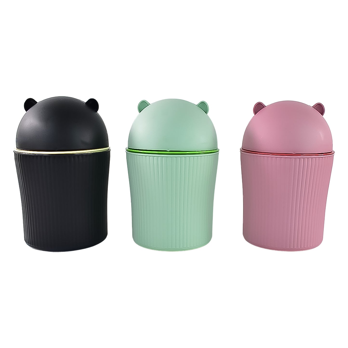 Mini Desktop Dustbin with Swing Lid 1200ml Capacity, 12x12x13 cm, (1 Piece, Assorted Color)