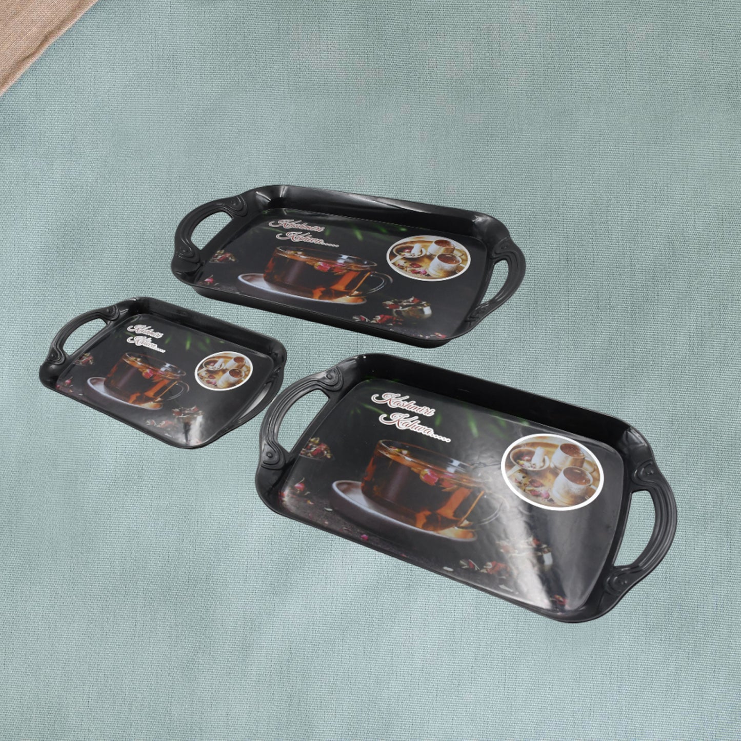 Serving Tray Set of 3 | Premium Melamine | Durable, Elegant & Multi-Purpose | Home & Office Use