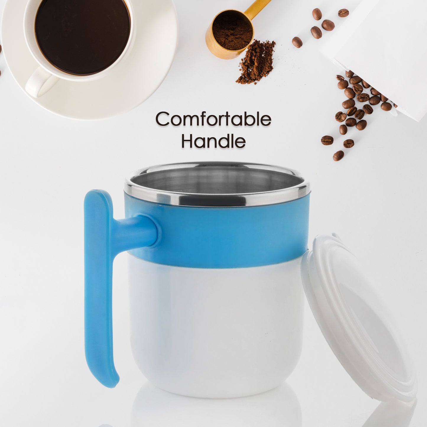 Insulated Stainless Steel Coffee Mug, Double-Wall Design, Spill-Proof Lid, Travel-Friendly
