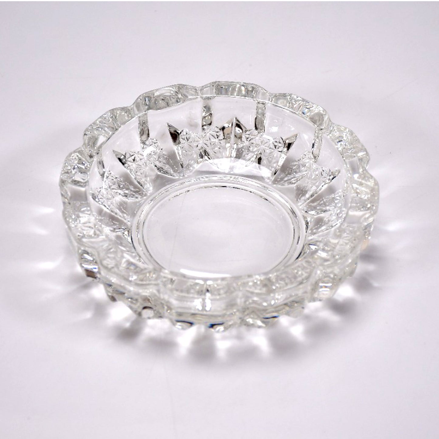 Crystal Glass Round Ashtray, 12 cm, Clear