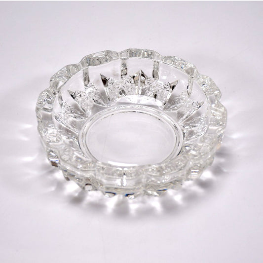 Crystal Glass Round Ashtray, 12 cm, Clear