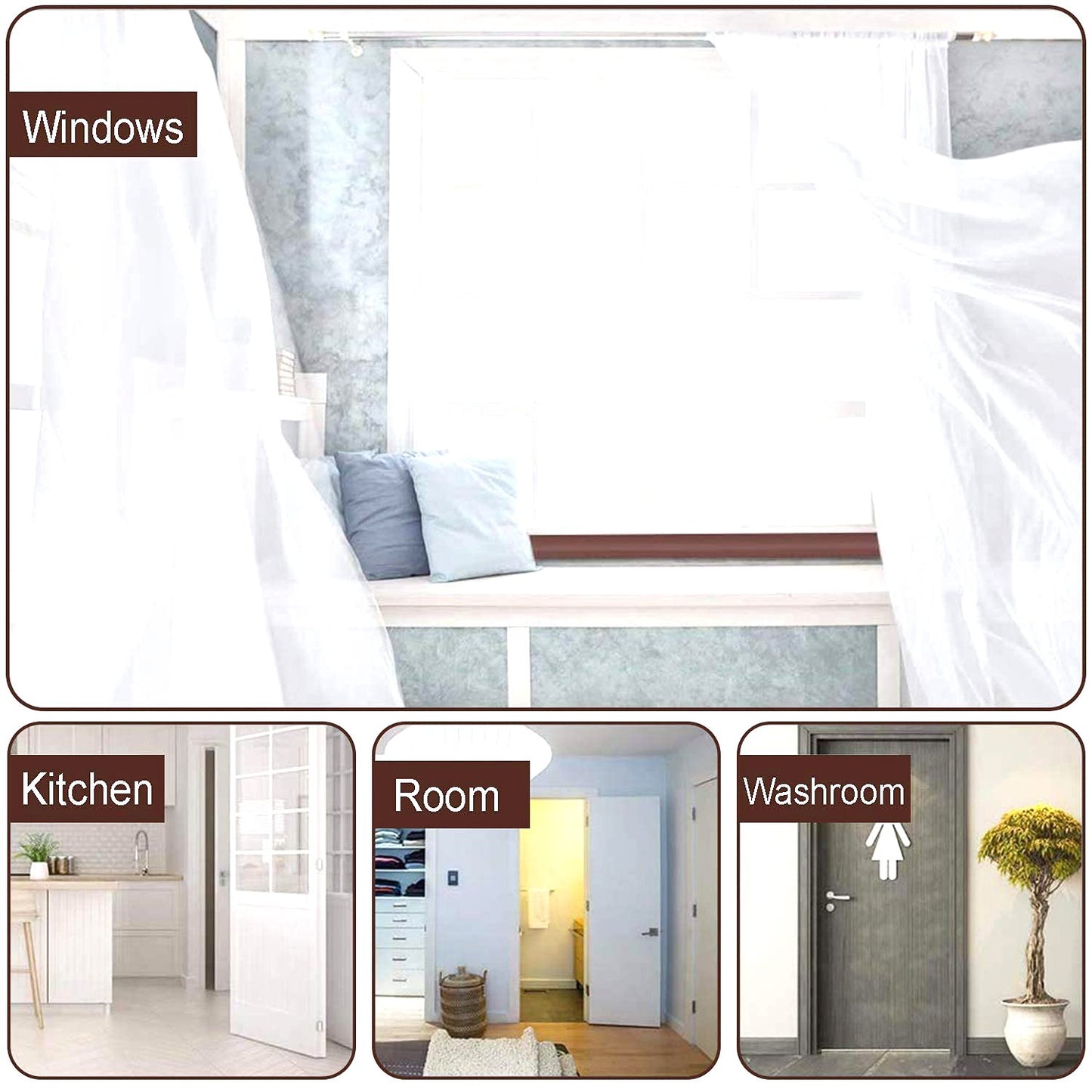 Door Draft Stopper, 91 cm Double-Sided Insulated Seal, Adjustable Length