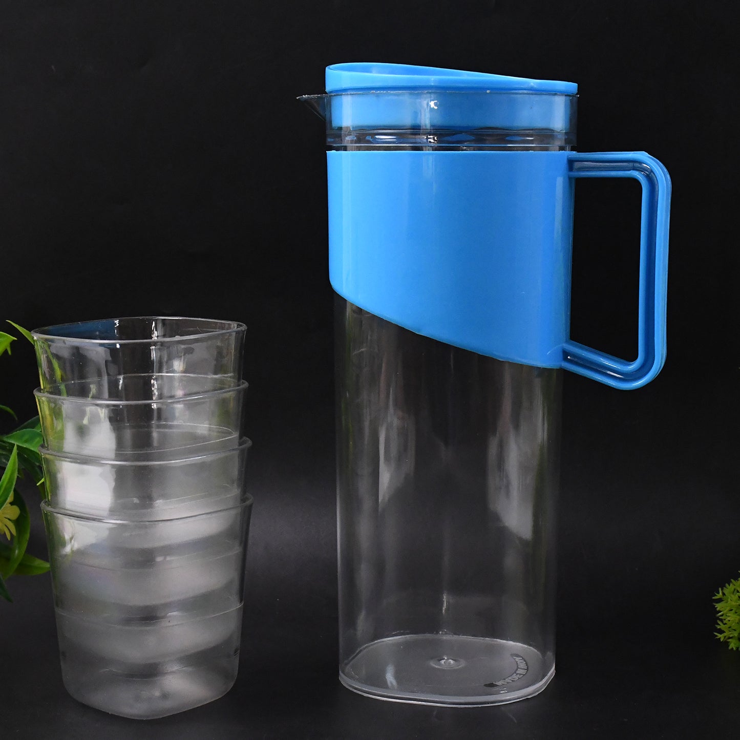 Transparent Unbreakable Premium Jug with 4 Stylish Glasses โ Perfect for Modern Homes & Everyday Use (2000ML)