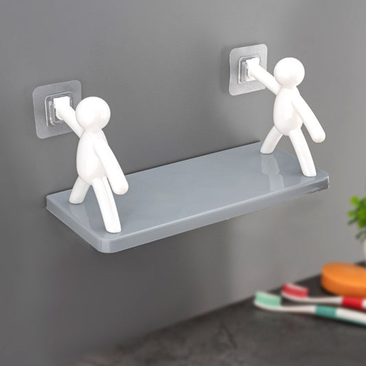 Decorative Wall Mounted Floating Shelf with Figurine Holders, 33 x 13.5 cm, White