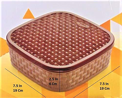 Masala Rangoli Box Dabba – 7-Compartment Spice Organizer | BPA-Free Virgin Plastic | Dual-Color Woven Design