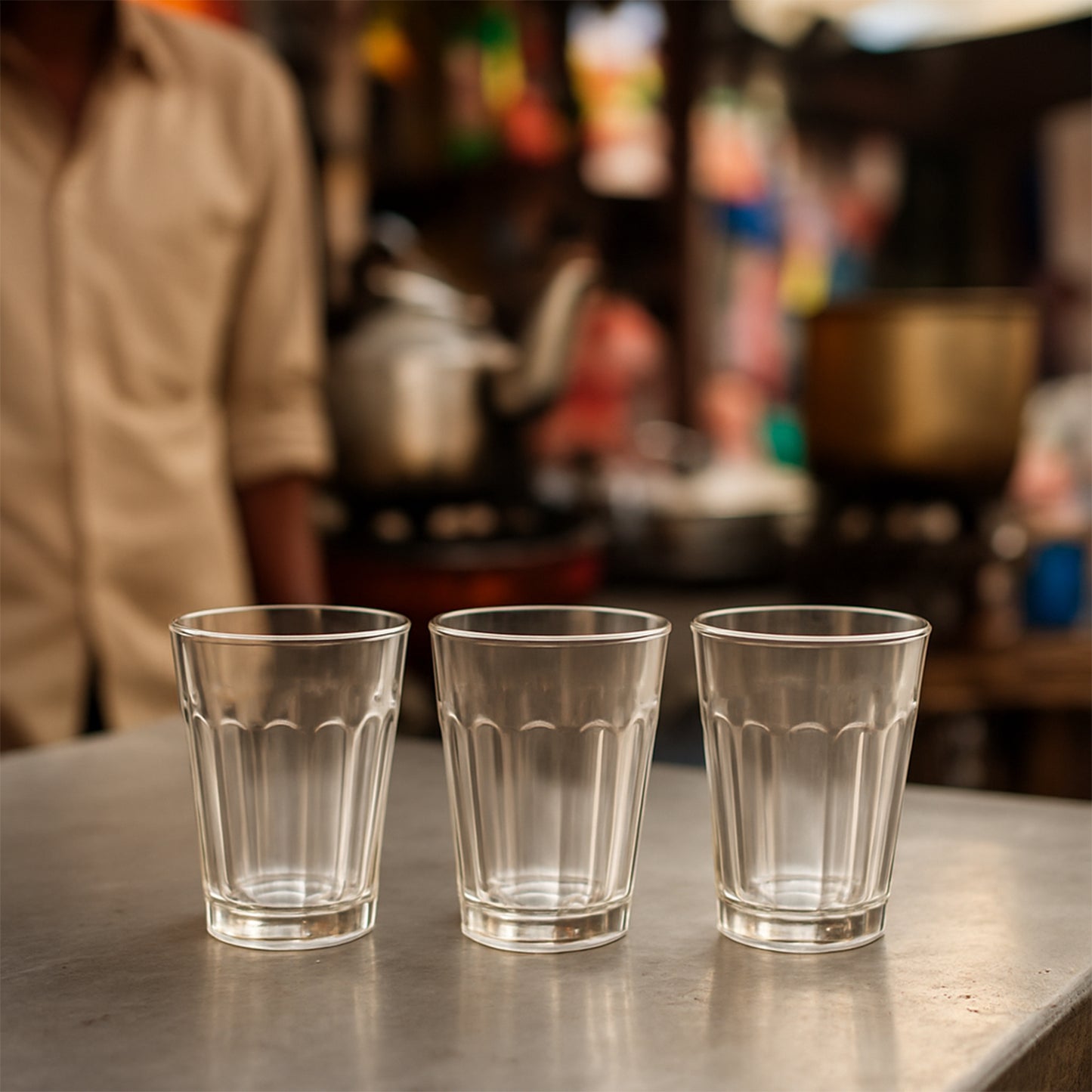 Traditional Cutting Chai Cup Set, 70ml, Unbreakable Plastic, Clear, Pack of 6