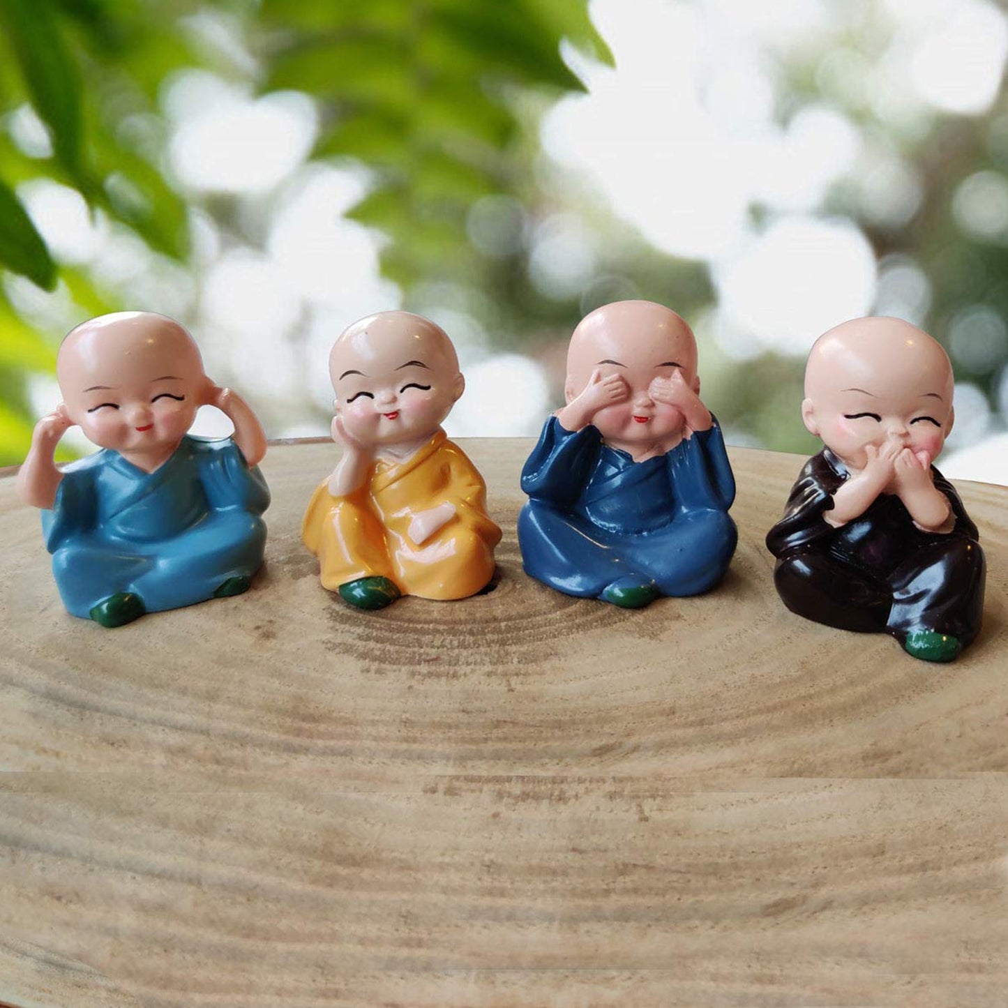 Decorative Baby Buddha Figurines Set, 4 Pieces, Multi-Coloured, 5 cm Height, Home and Office Decor