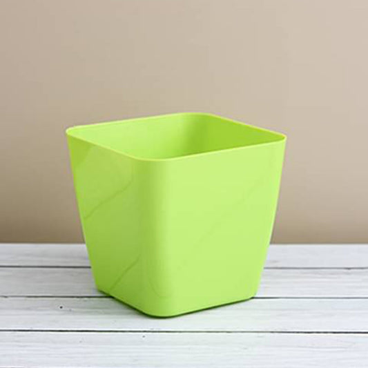 Square Plastic Flower Pot, 13x11x12 cm, Lime Green, Indoor Outdoor Planter with Drainage