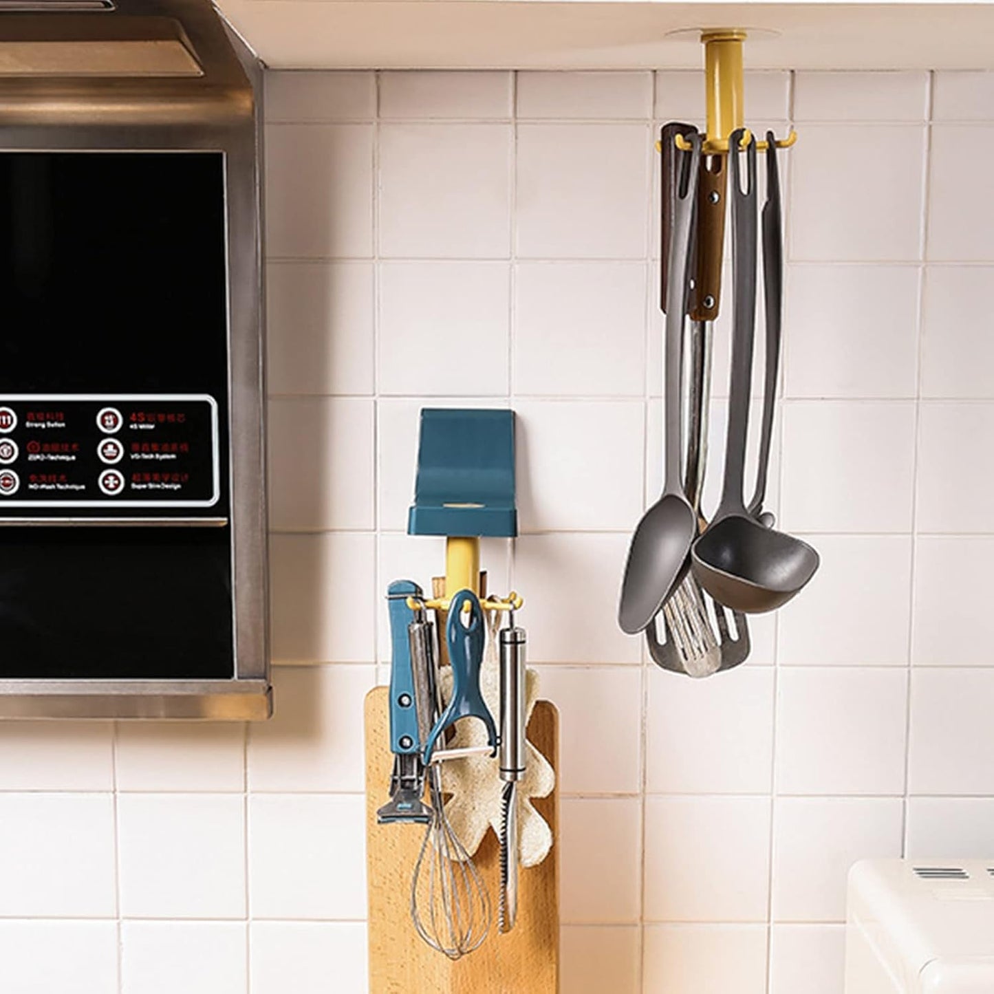 360-Degree Rotating Wall Hook Hanger, 6 Heavy Duty Hooks, Self-Adhesive, 15 x 9 x 10 cm
