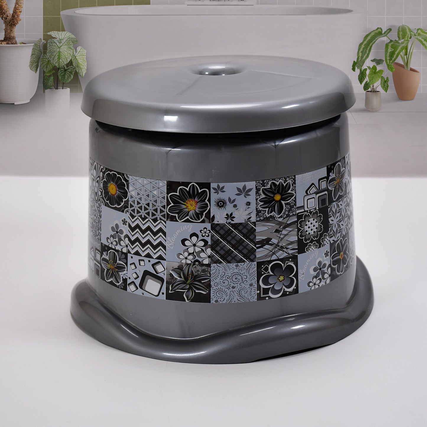7-Piece Bathroom Set, Virgin Plastic, Tub Bucket Dustbin Mug Stool, 42 x 43 x 35 cm