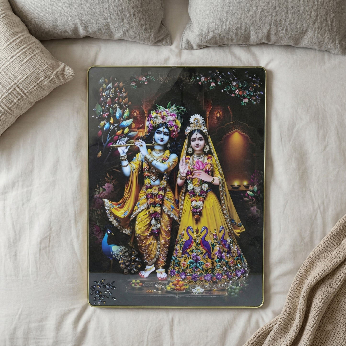 Premium Radha Krishna Decorative Wall Frame (1 Pc 60x45 Cm)