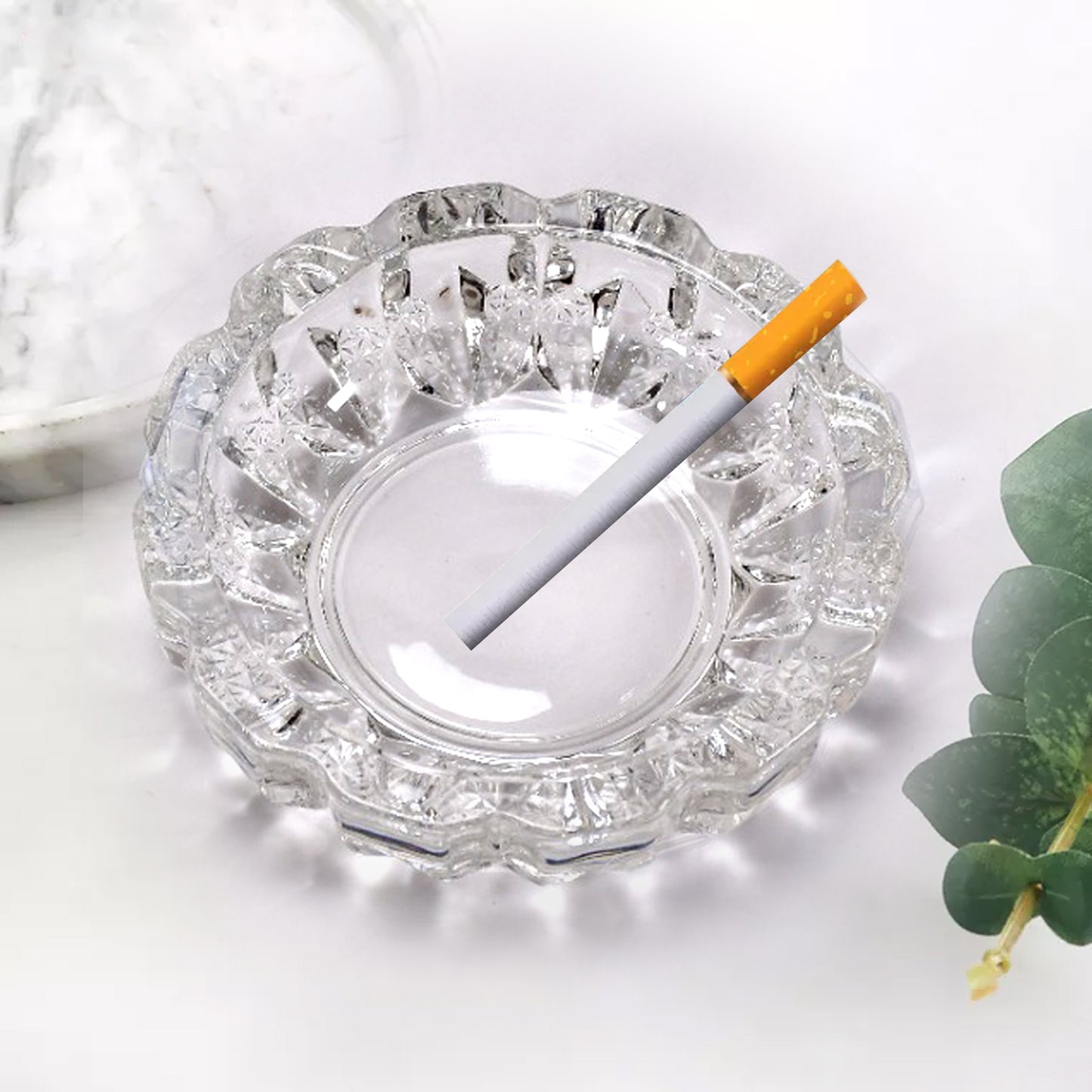 Crystal Glass Round Ashtray, 12 cm, Clear