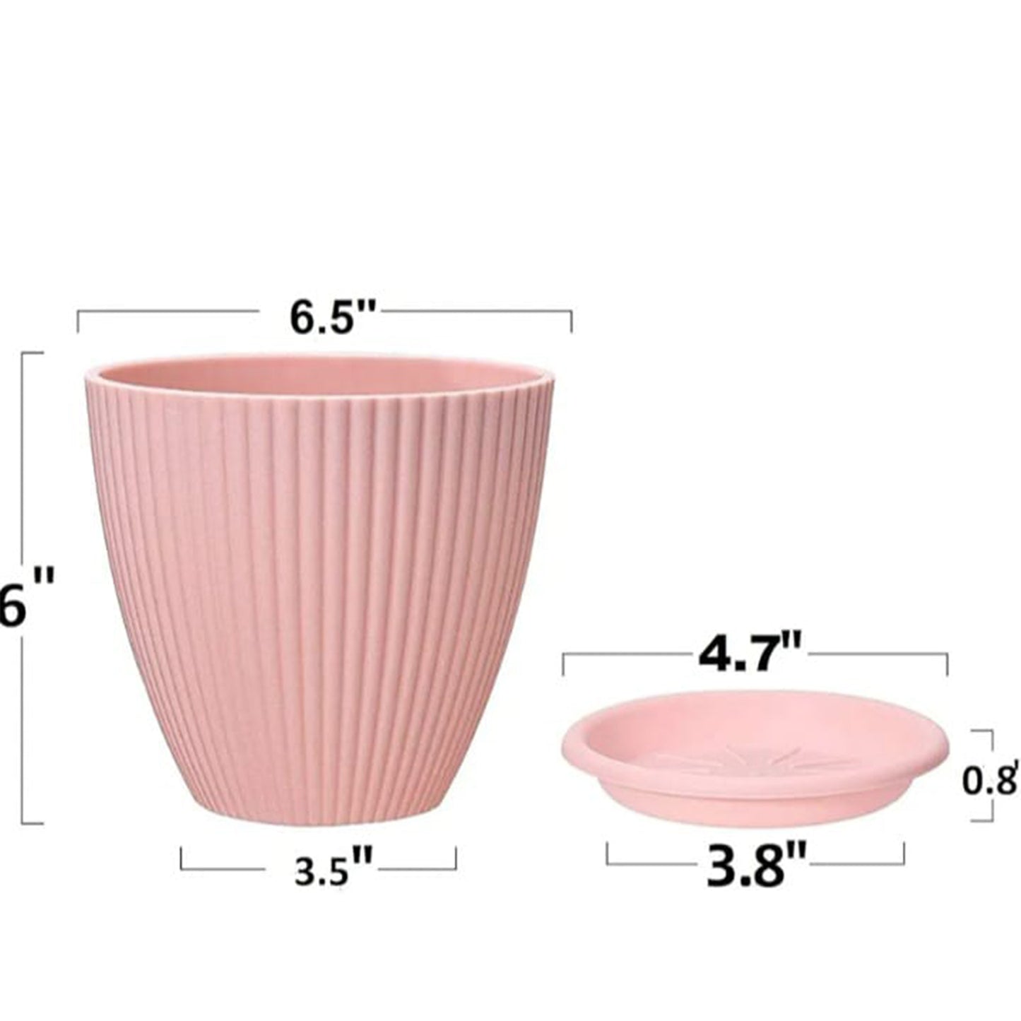 Plastic Round Flower Pots with Bottom Tray – 5 Pcs Set | Modern Planters for Indoor & Outdoor Plants | Lightweight Vase for Balcony, Home, Garden, Office Use