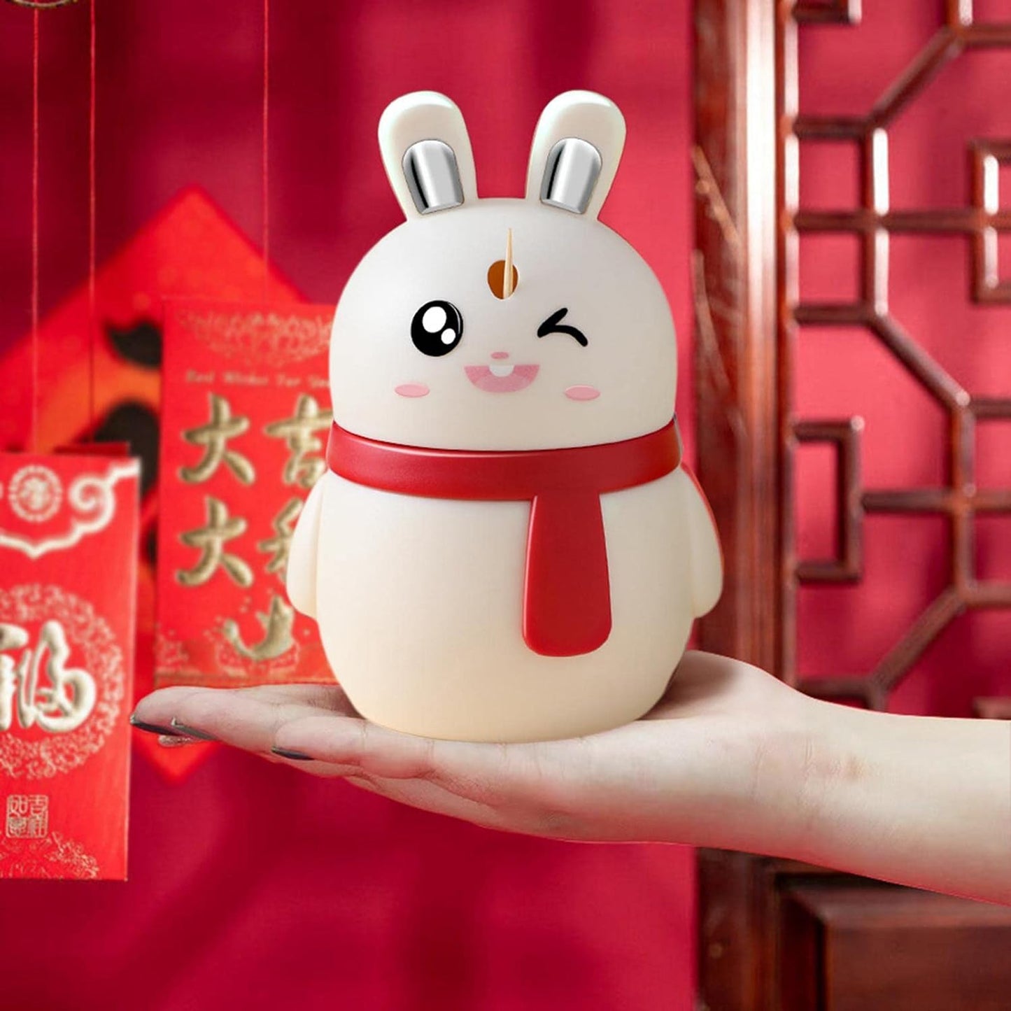 Rabbit Shape Toothpick Dispenser – Press Pop-Up Toothpick Holder | Cute Red Bunny Design | Durable Plastic Toothpick Box for Dining Table, Kitchen & Restaurants (1 Pc)