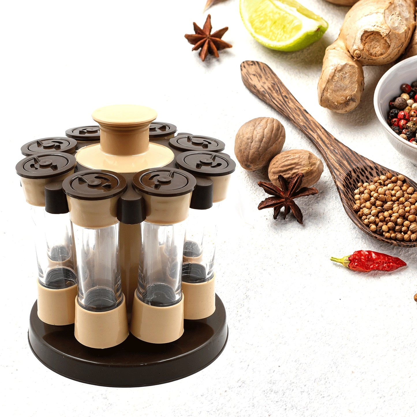 360° Revolving Spice Rack with 8 Jars - Convenient, Stylish, and Perfect for Your Kitchen & Dining Table