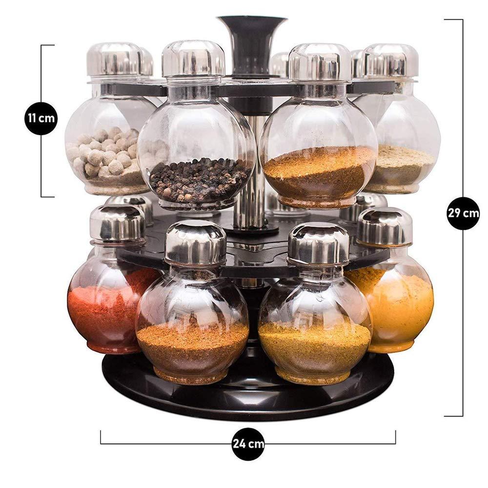 16-Piece 360° Revolving Spice Rack – Multipurpose Kitchen Condiment Set