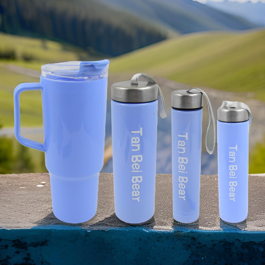 Plastic Water Bottle Set (4 Pc) – 3 Bottles + 1 Tumbler with Straw