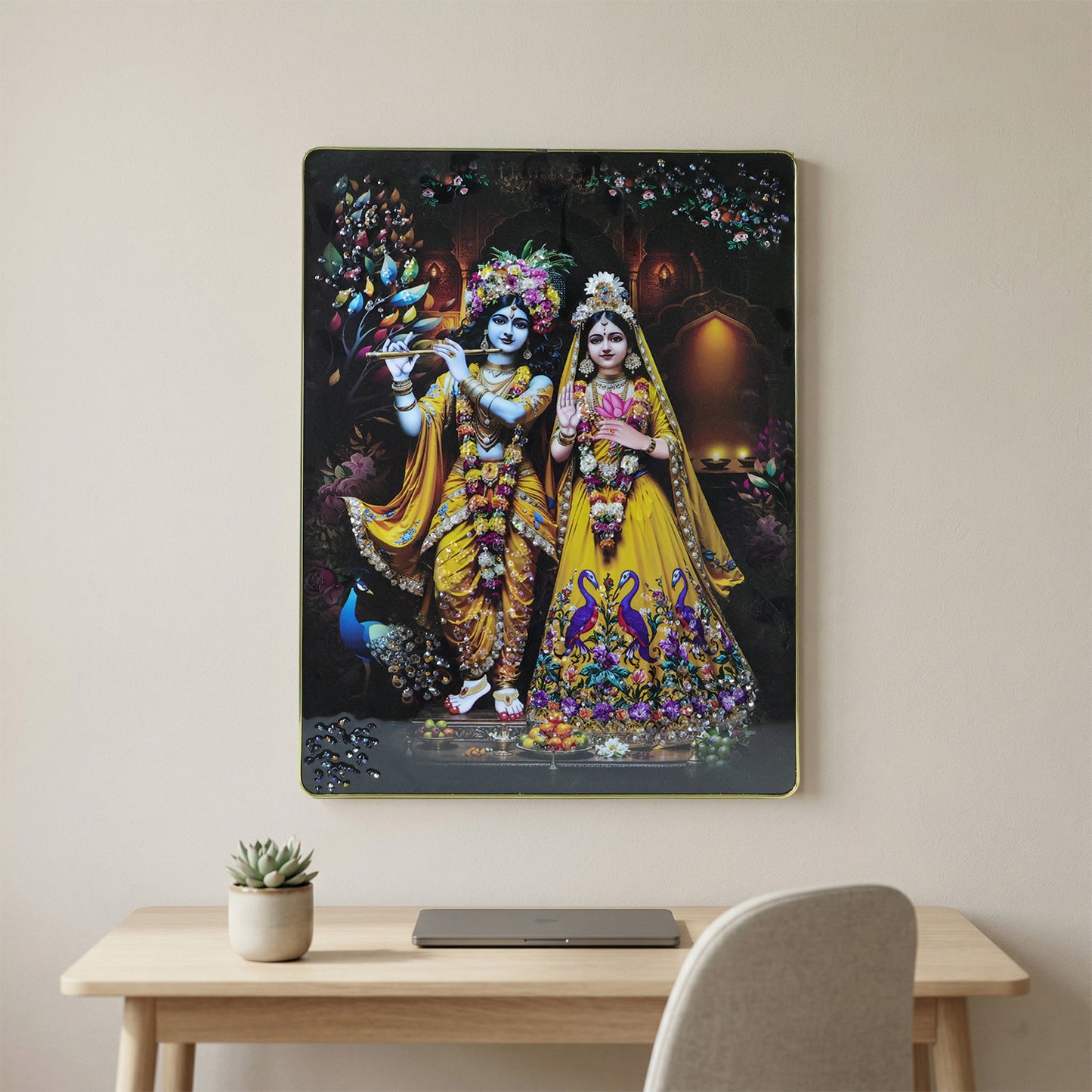 Premium Radha Krishna Decorative Wall Frame (1 Pc 60x45 Cm)