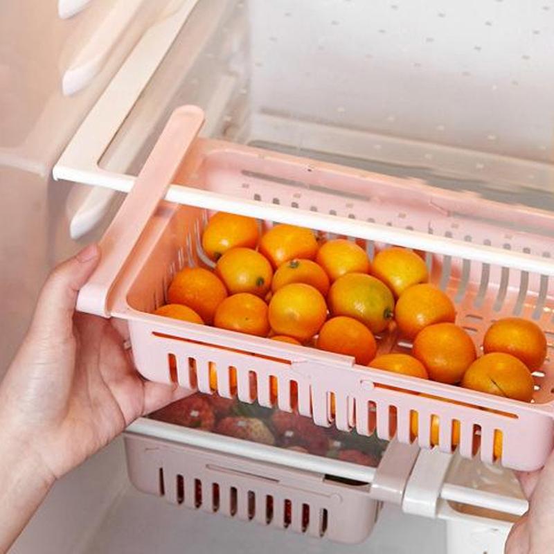 Adjustable Fridge Organizer Drawer – Space-Saving Sliding Storage Basket (1 Pc)