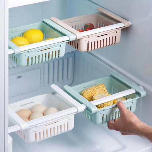 Adjustable Fridge Organizer Drawer – Space-Saving Sliding Storage Basket (1 Pc)